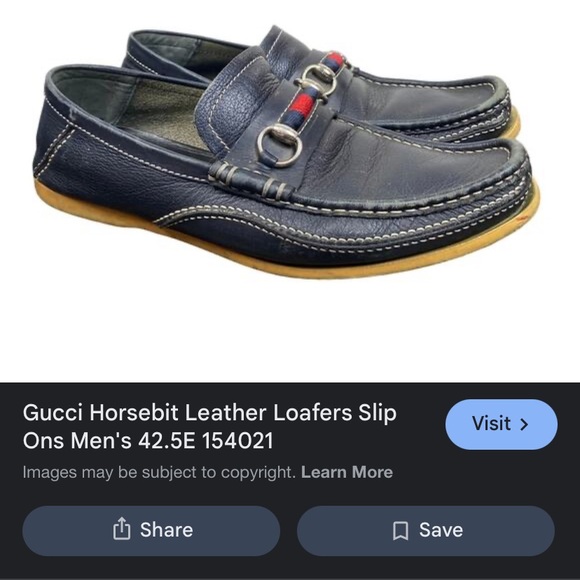 Gucci Other - Gucci Men's Navy Leather Loafers size wore but 11 1/2 inside worn see picture